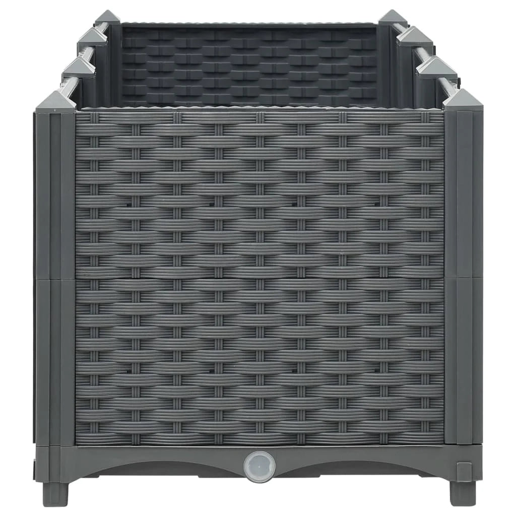 Fioriera rialzata per piante e fiori giardino 120 x 40 x 38 cm polipropilene grigio scuro 02_0000905