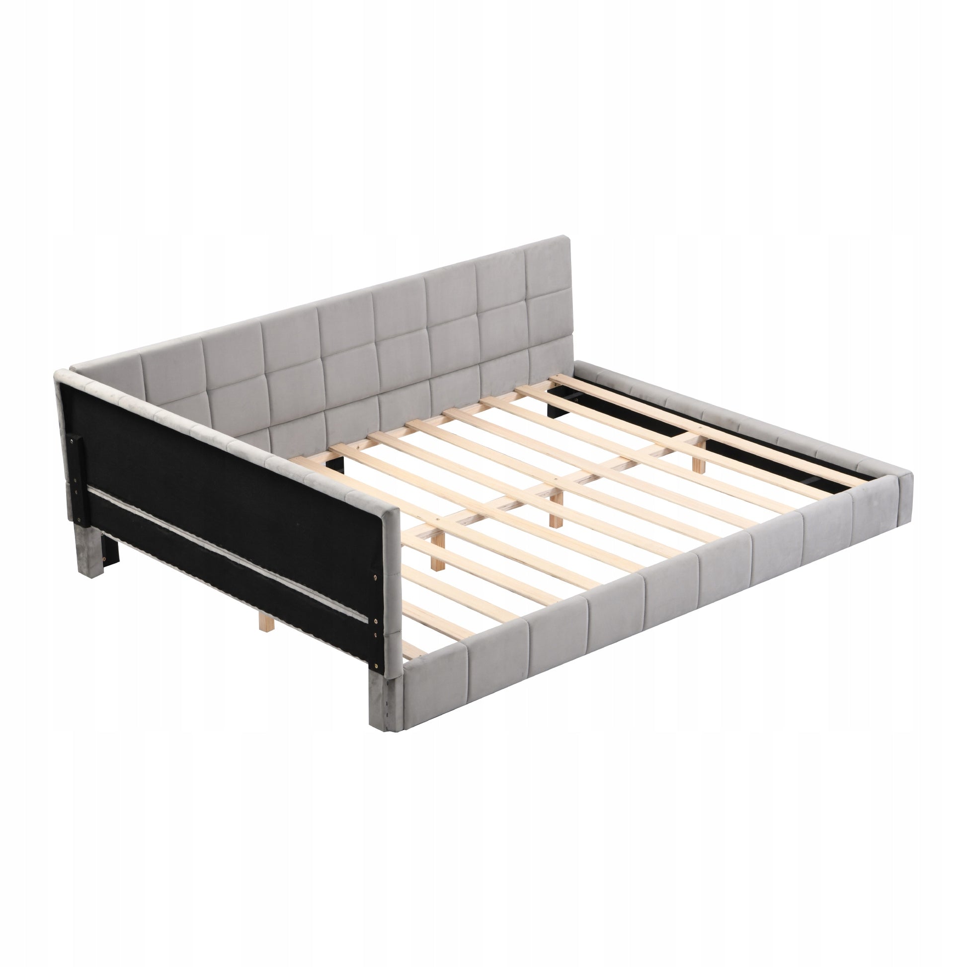 Letto a giorno in velluto grigio - Xylo - 140x200 cm