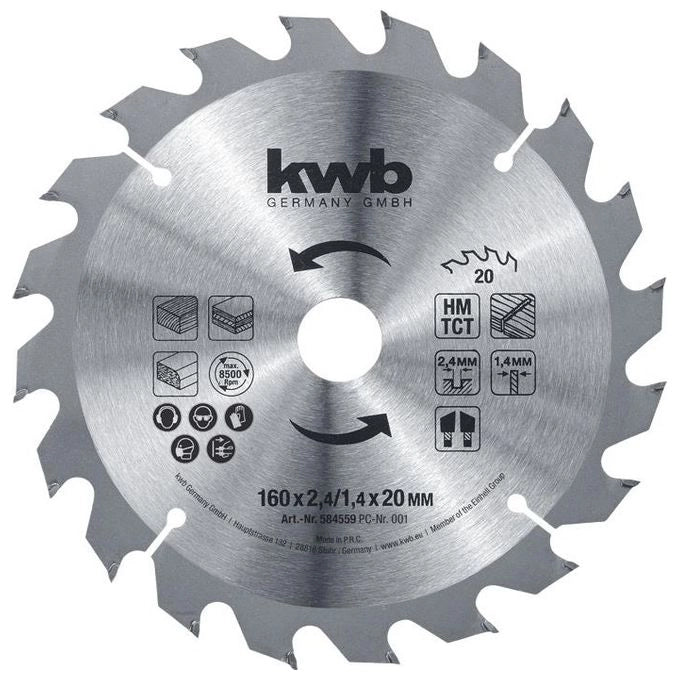 KWB 586959 Lama per Sega Circolare Metallo Duro 190mm 30 Denti Diametro Attacco 30mm Spessore 1,4mm