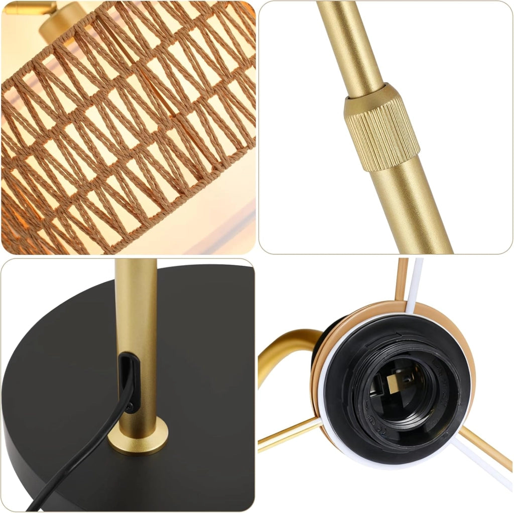 ZMH Lampada da terra curva vintage oro E27 dimmerabile telecomando interruttore pedale rotazione 350°
