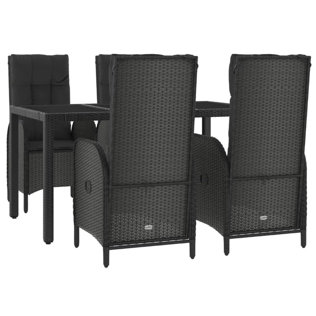 Set da Pranzo da Giardino 5 pz Nero con Cuscini in Polyrattancod mxl 76457