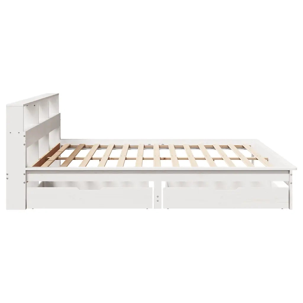 Letto Libreria senza Materasso Bianco 200x200 cm Legno di Pino