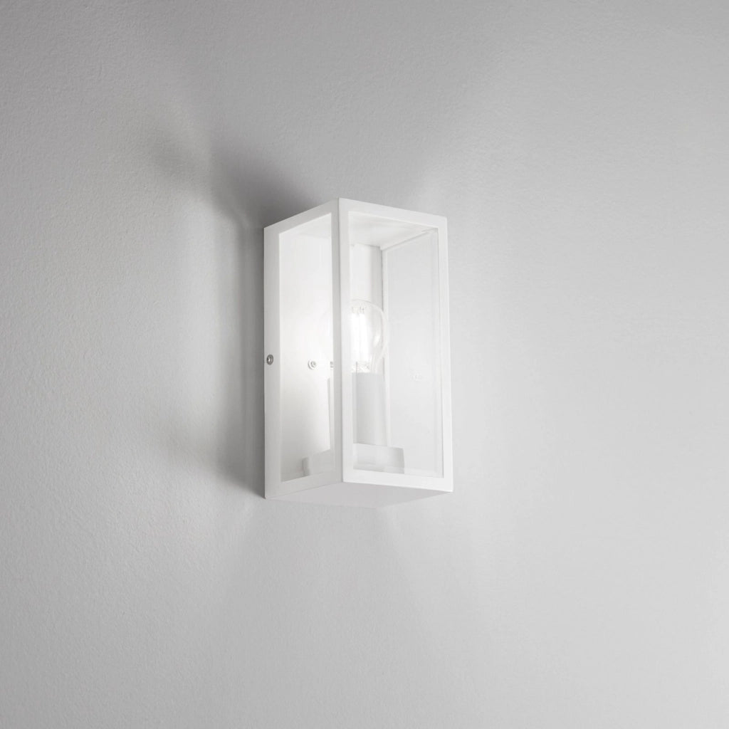 APPLIQUE MONDRIAN BIANCA 1 LUCE ATTACCO E27 IP44 11X13X23,6CM IN METALLO E VETRO