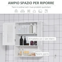 kleankin Mobiletto da Bagno a Muro Salvaspazio con Armadietto e Ripiano, 60x20x70 cm, Bianco
