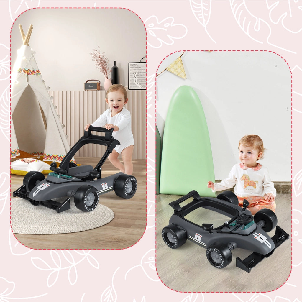 Primi passi 4 in 1 per neonati con altezza e velocit¨¤ regolabili, Primi passi a spinta con carillon con luci Grigio scuro