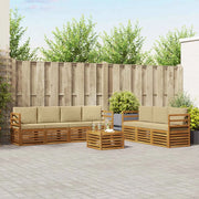 Set divani 8 pcs Naturale e Beige Legno di Acacia Massello
