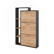 Vicco Scarpiera da ingresso Quercia dorata/antracite 80 x 128.3 cm con 3 scomparti pieghevoli