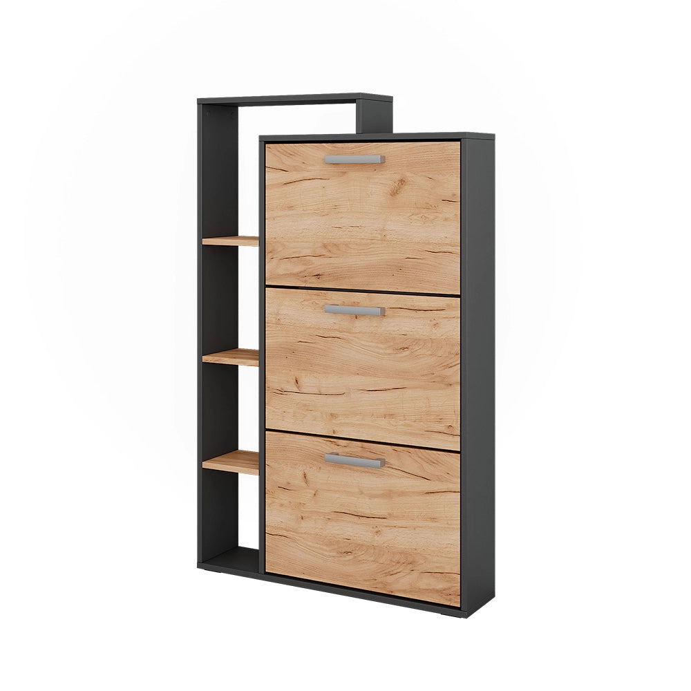 Vicco Scarpiera da ingresso Quercia dorata/antracite 80 x 128.3 cm con 3 scomparti pieghevoli
