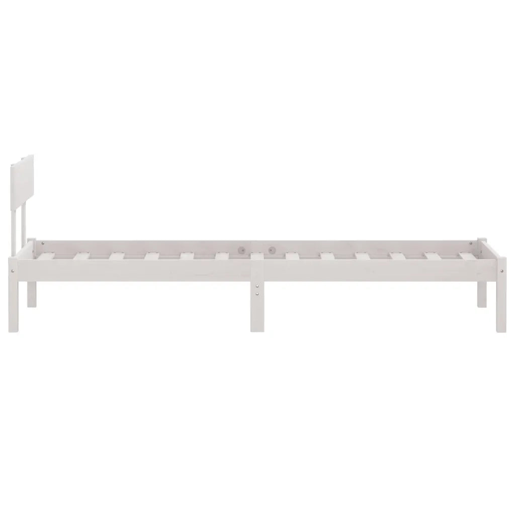 Giroletto-Struttura Letto Bianco in Legno Massello di Pino 90x190 cm Single 830074