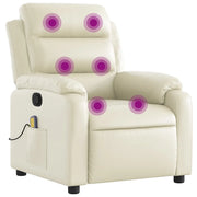 Poltrona da Massaggiante | Sedia Relax Reclinabile Crema Similpelle