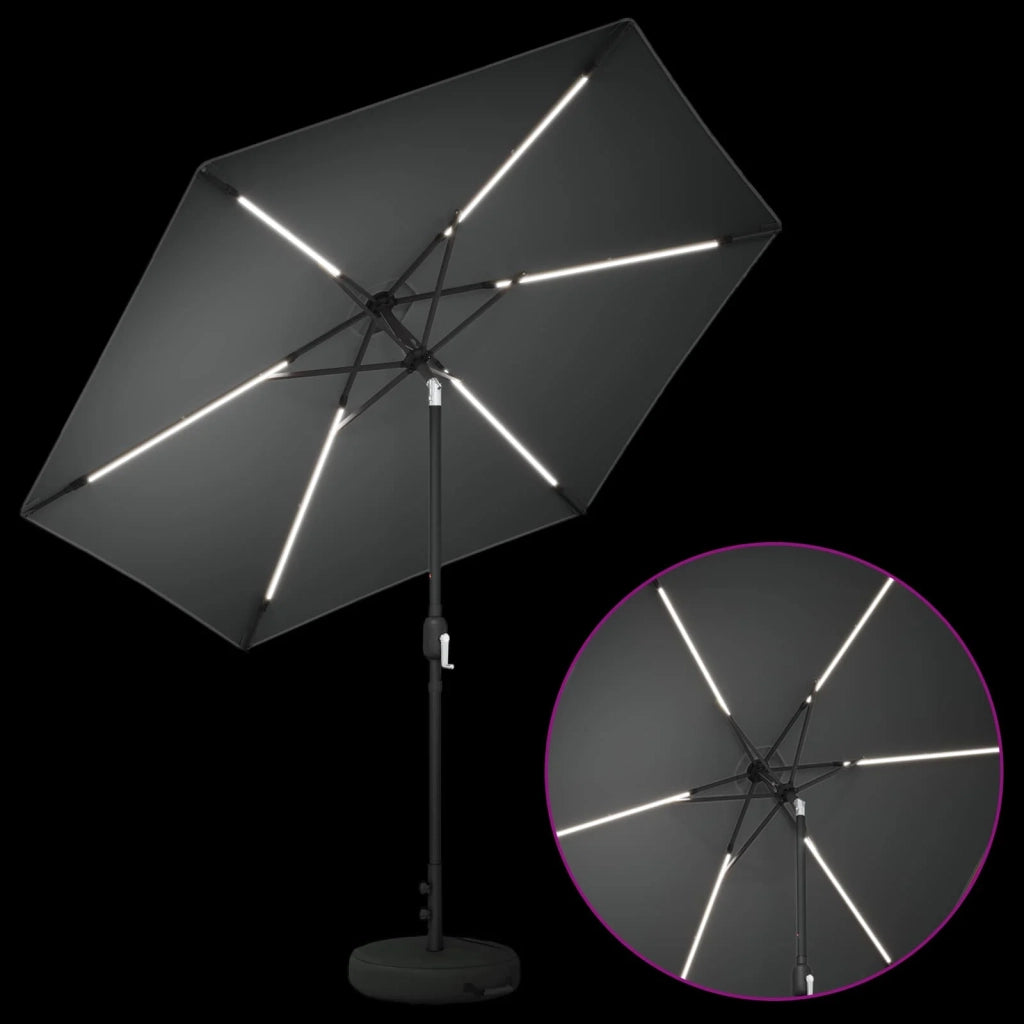 Ombrellone da giardino-Parasol da giardino con luci LED e base 270 x 270 cm Poliestere 799700