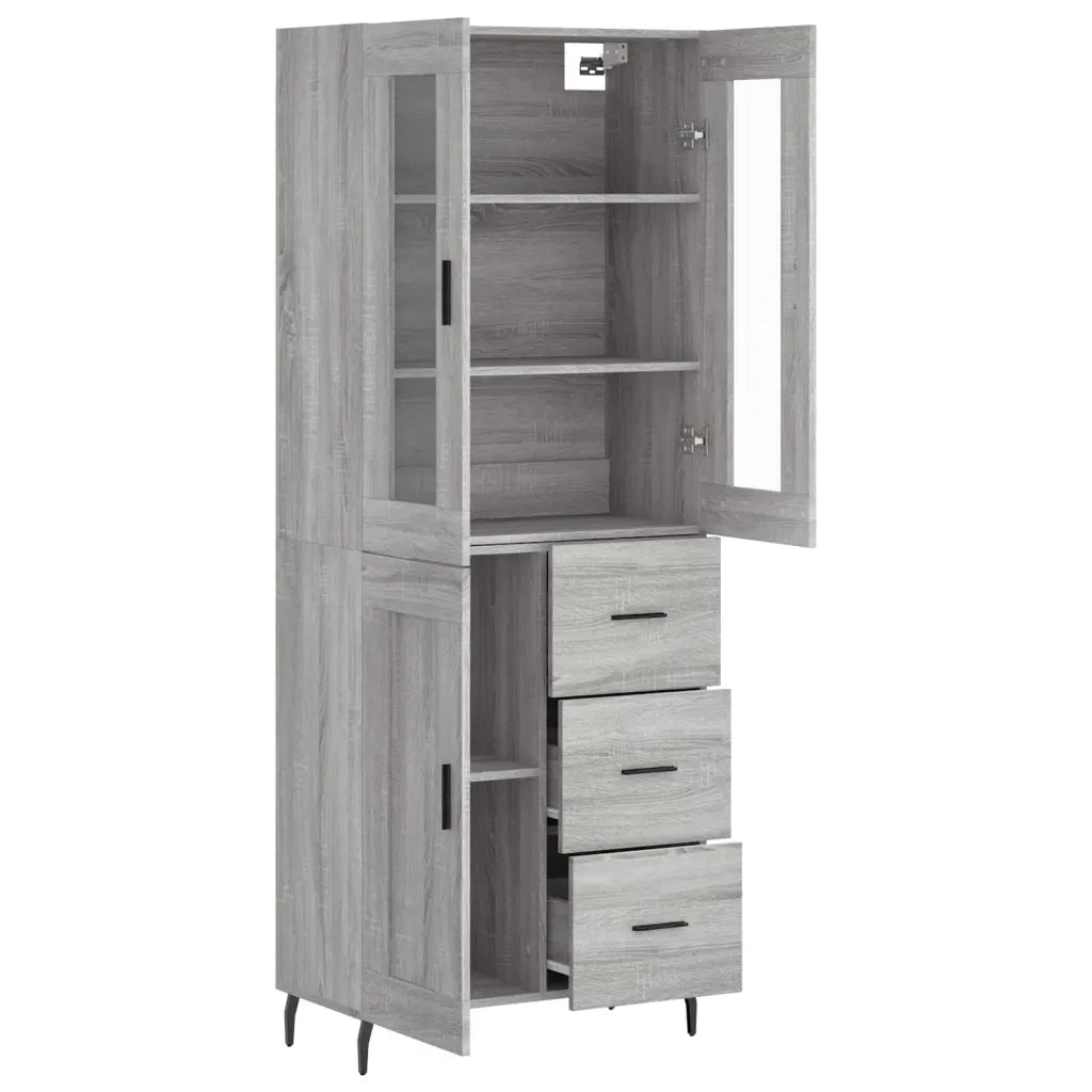 Credenza Grigio Sonoma 69,5x34x180 cm in Legno Multistrato 3198679