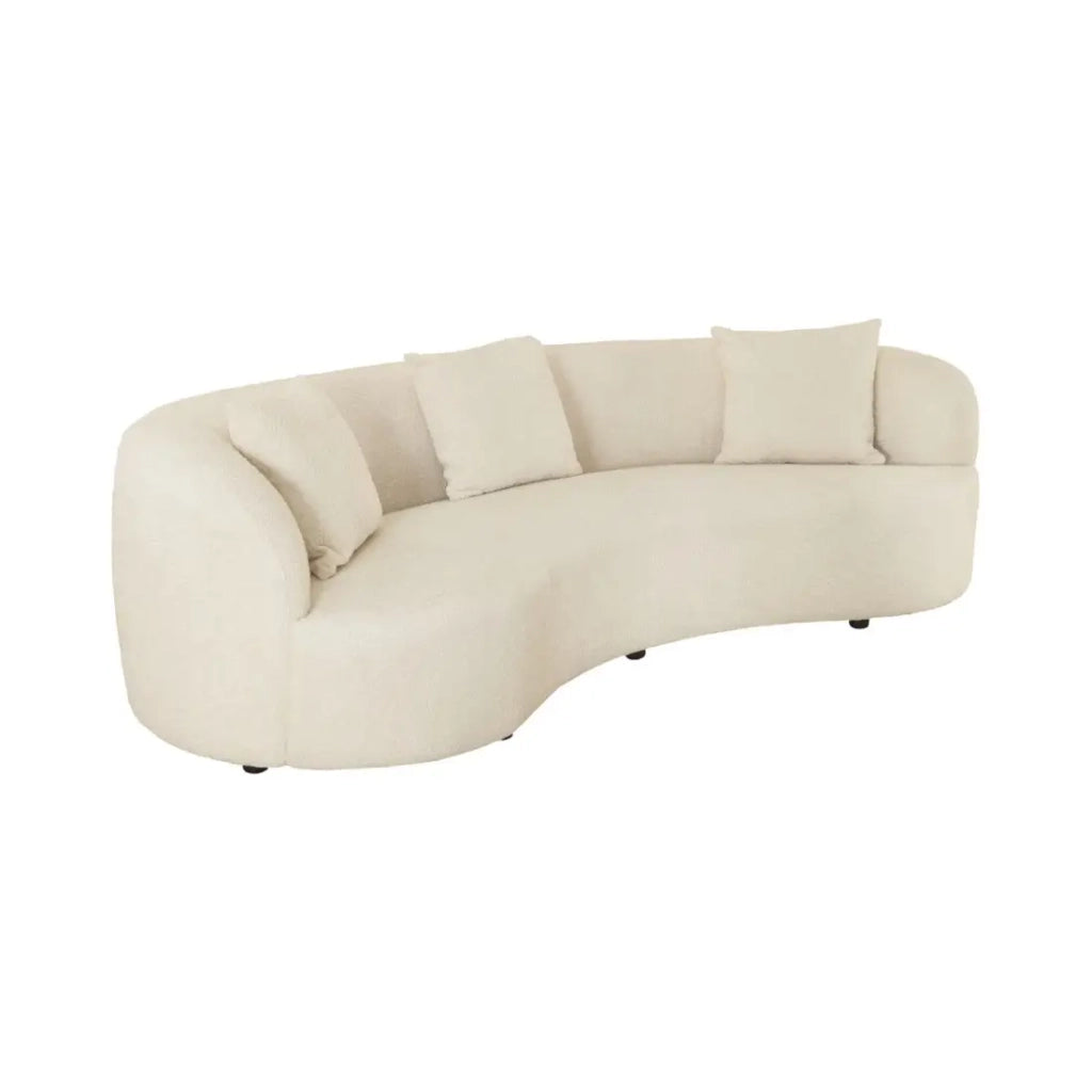 Divano dritto SOREN beige – Divano design in tessuto bouclé con forma arrotondata