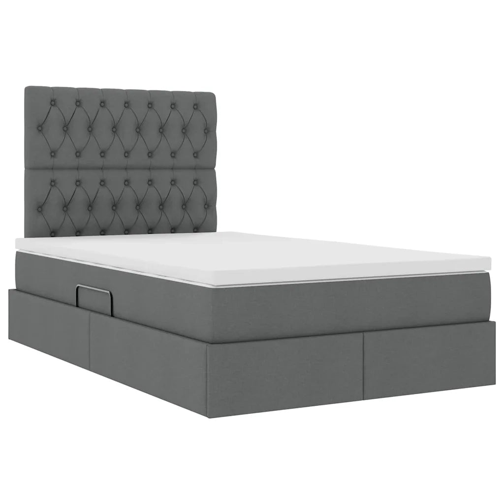 Letto con contenitore e LED con led Grigio scuro 120 x 200 cm