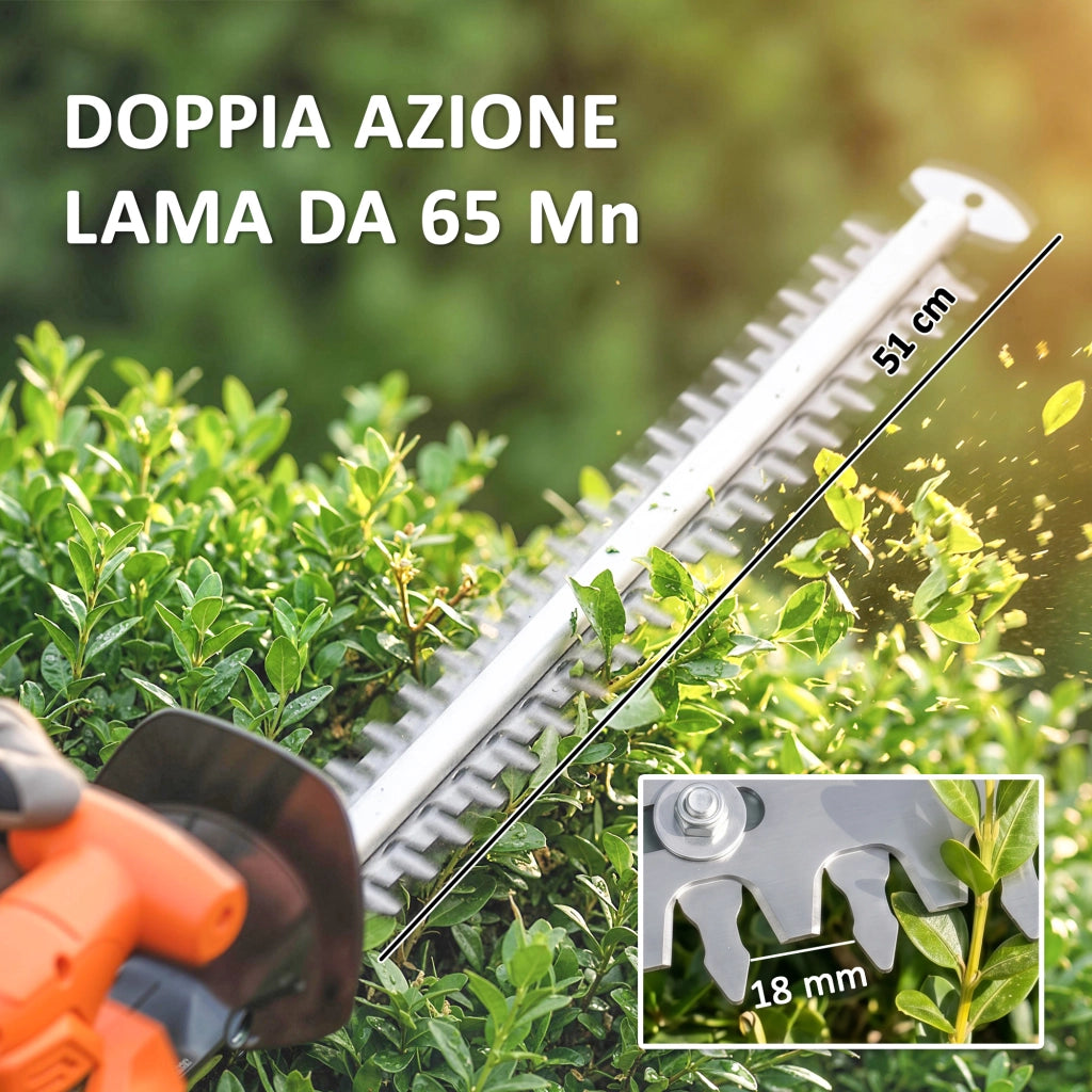 Tagliasiepi a Batteria ¨C zephmum ¨C 2 Batterie 4000mAh, Palo Telescopico, Alluminio