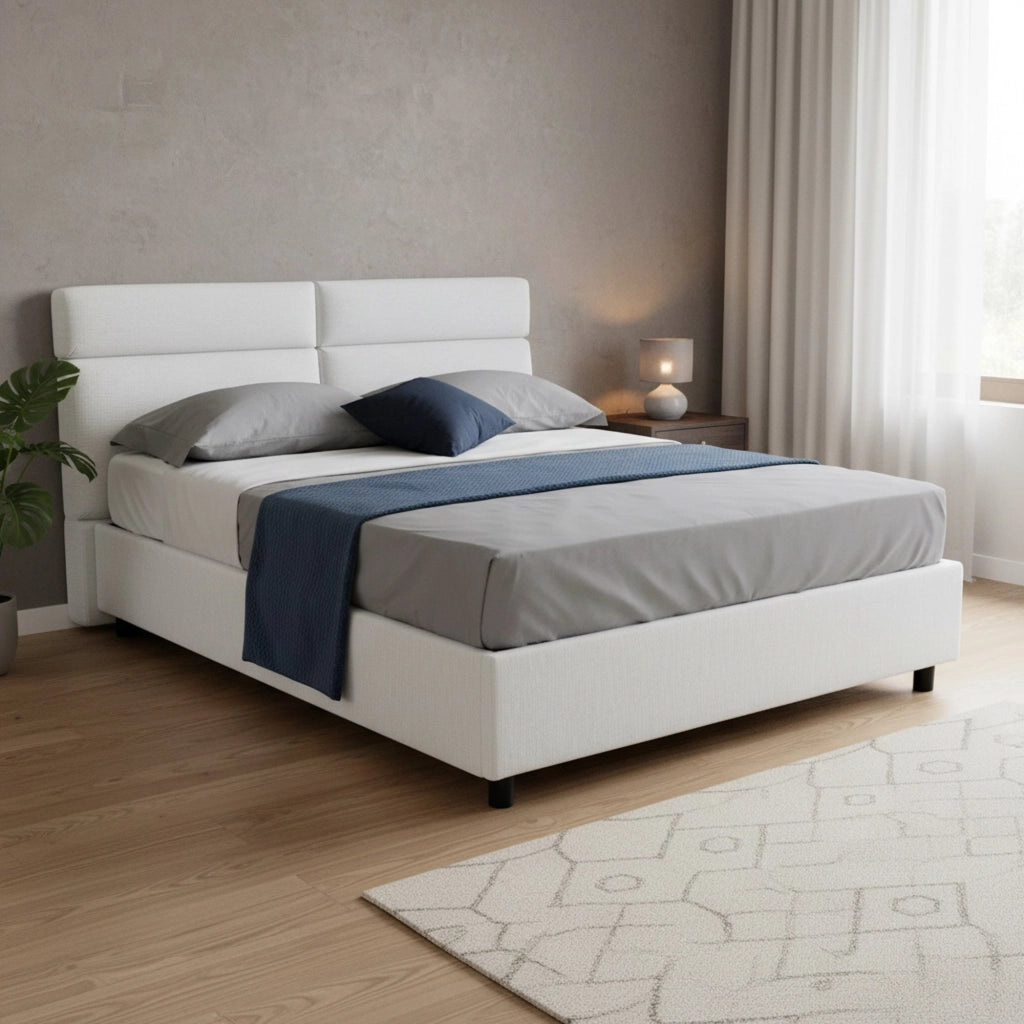 Letto Matrimoniale Annus, Letto Matrimoniale Materasso Incluso Made in Italy, Bianco