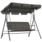 Dondolo da Giardino 3 Posti con Tettuccio Regolabile in Rattan PE, 167x112x153cm, Grigio Scuro