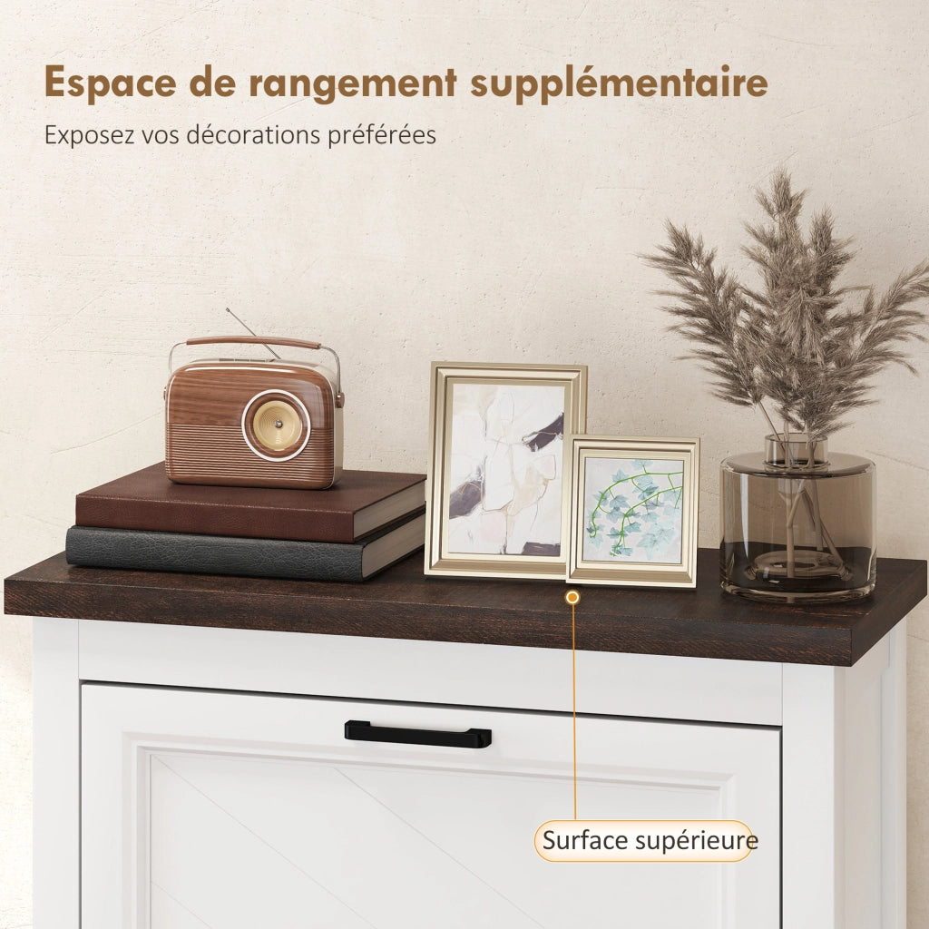 Armadio per scarpe con cassetti e ripiani ¨C zephmum ¨C bianco 60x30x100