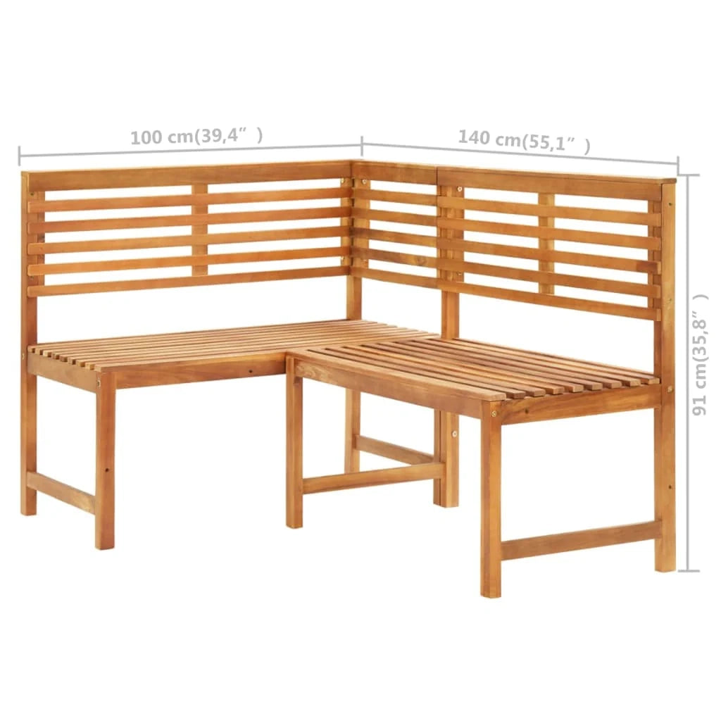Panca da giardino mobili da esterno per patio angolo da giardino 140 x 100 x 91 cm legno massello di acacia 02_0011123