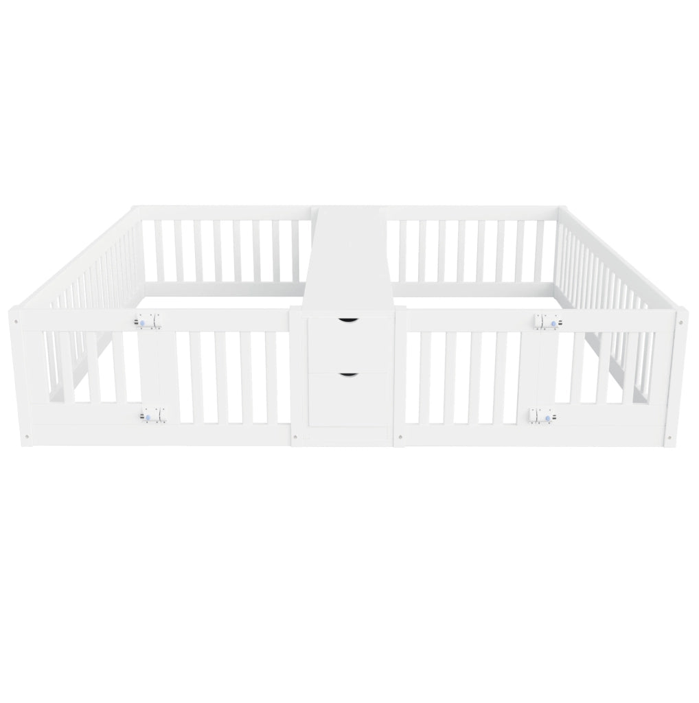 Letto doppio per bambini 90x200 cm con cassetti e ripiani