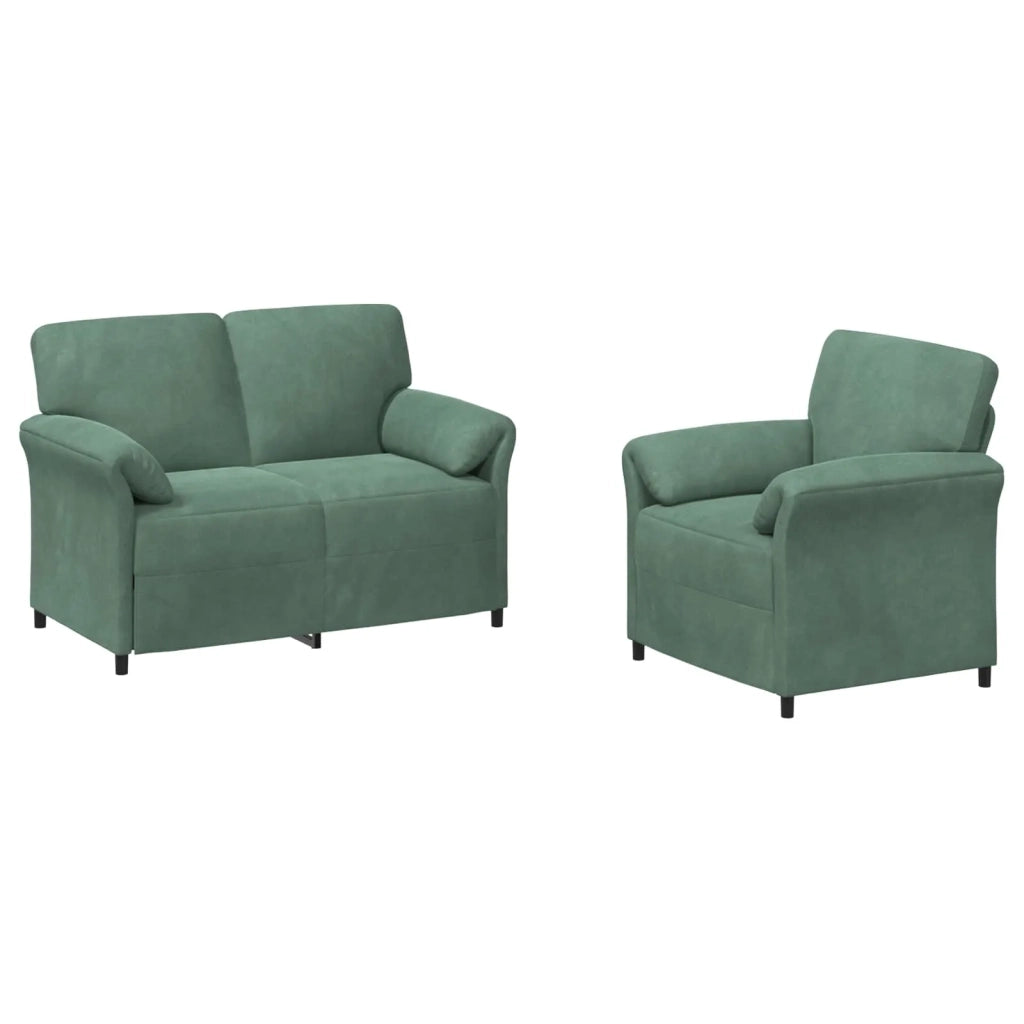 Set di divani 2 pz Verde Mare Velluto 3424896