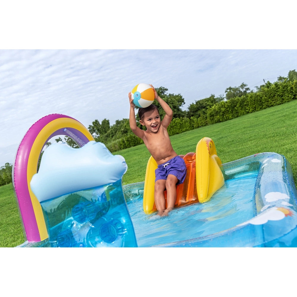 Trade Shop - Centro Giochi Acquatico Piscina Gonfiabile Bambini Con Scivolo Spruzzatore Arcobaleno 53174 -