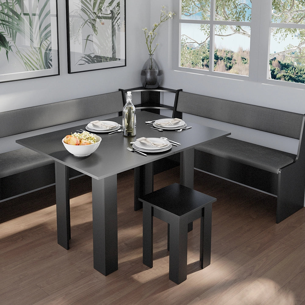 Vicco Gruppo panca ad angolo Nero 180 x 41.5 cm con tavolo