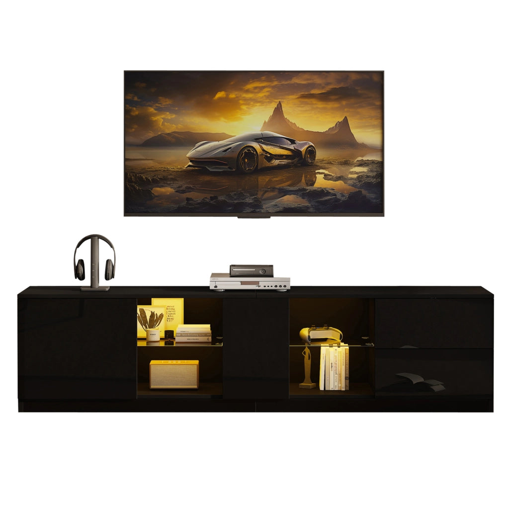 Mobile TV 160 x 40 x 52 cm nero – LED, 2 cassetti e anta