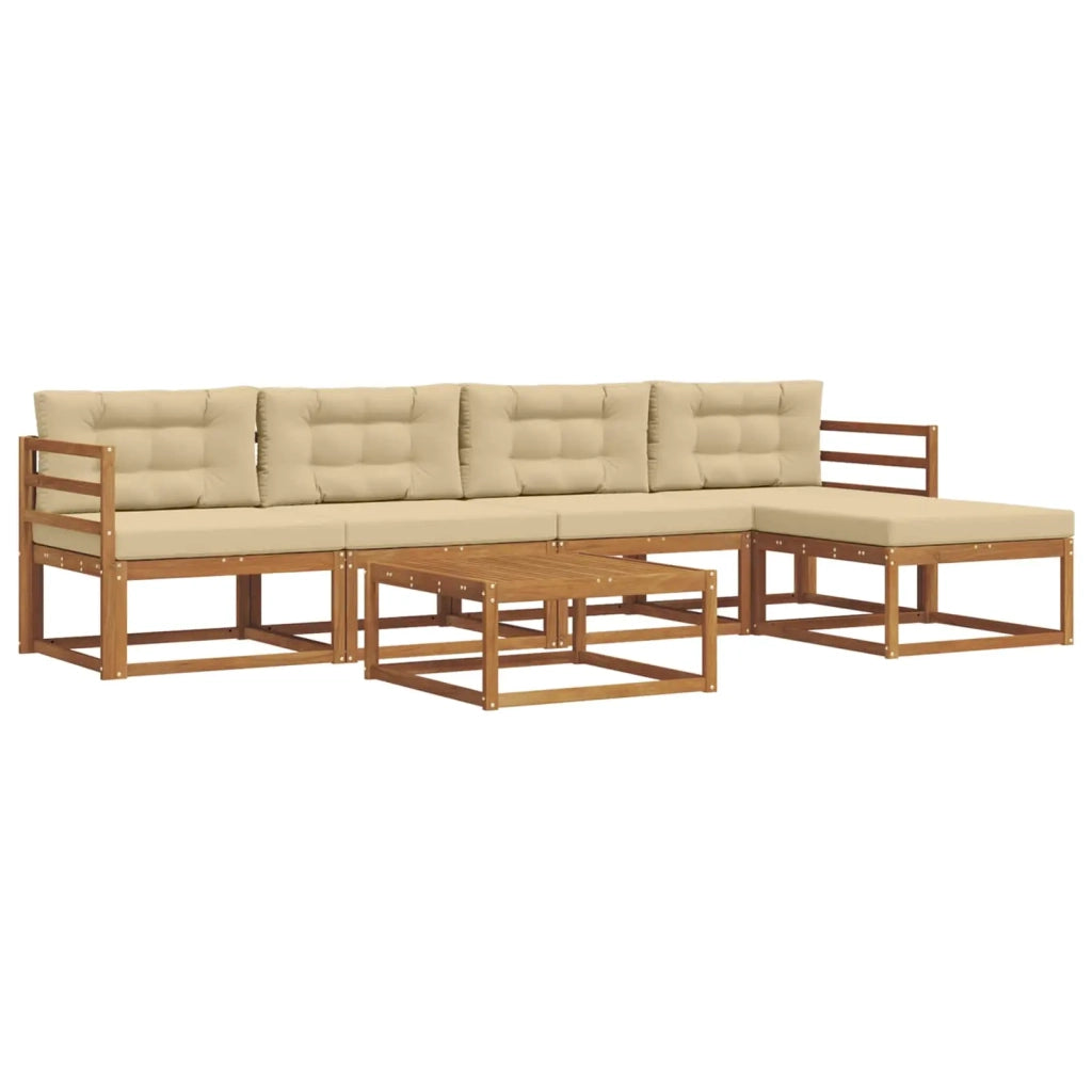 Set di divani da esterno con cuscino 6 pcs Naturale e Beige 3367461