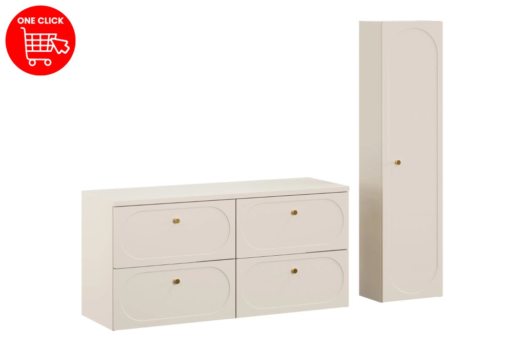 Set mobili bagno 120 cm con piano e Szafką wysoką Donna Sand 120 x 1401 x 46 cm