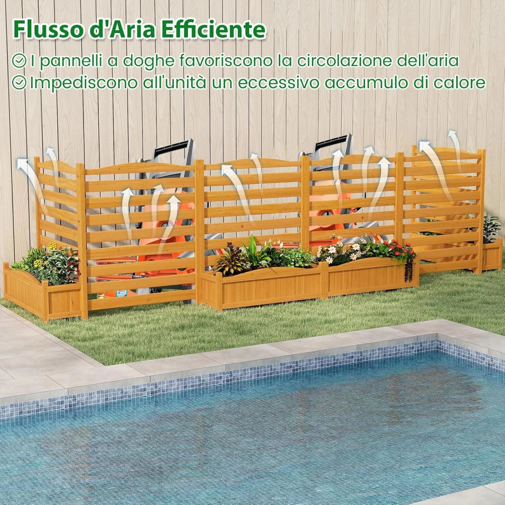 Fioriera Rialzata da Giardino con Traliccio, Letto da Giardino Rialzato in Legno con 2/3 Grigliati per Piante Rampicanti, Fori di Drenaggio e Base Rimovibile (3 Pannelli)