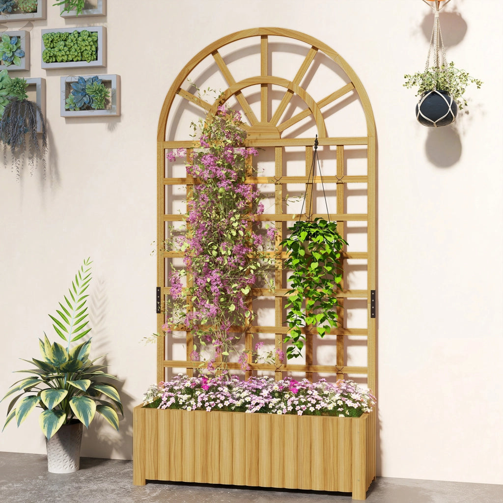 Graticcio per Giardino con Vasi ¨C zephmum ¨C 90x30x180 cm Legno Naturale