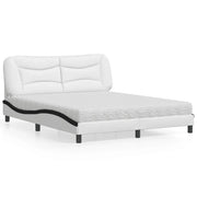 Letto con Materasso Hvar Bianco e Nero 160x200cm Similpelle