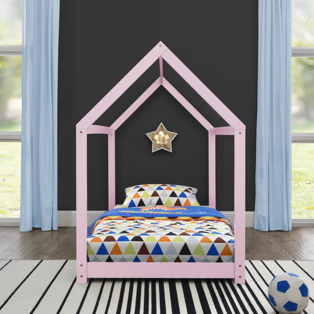Letto per Cameretta Netstal a Forma di Casetta 90 x 200 cm Rosa [en.casa]
