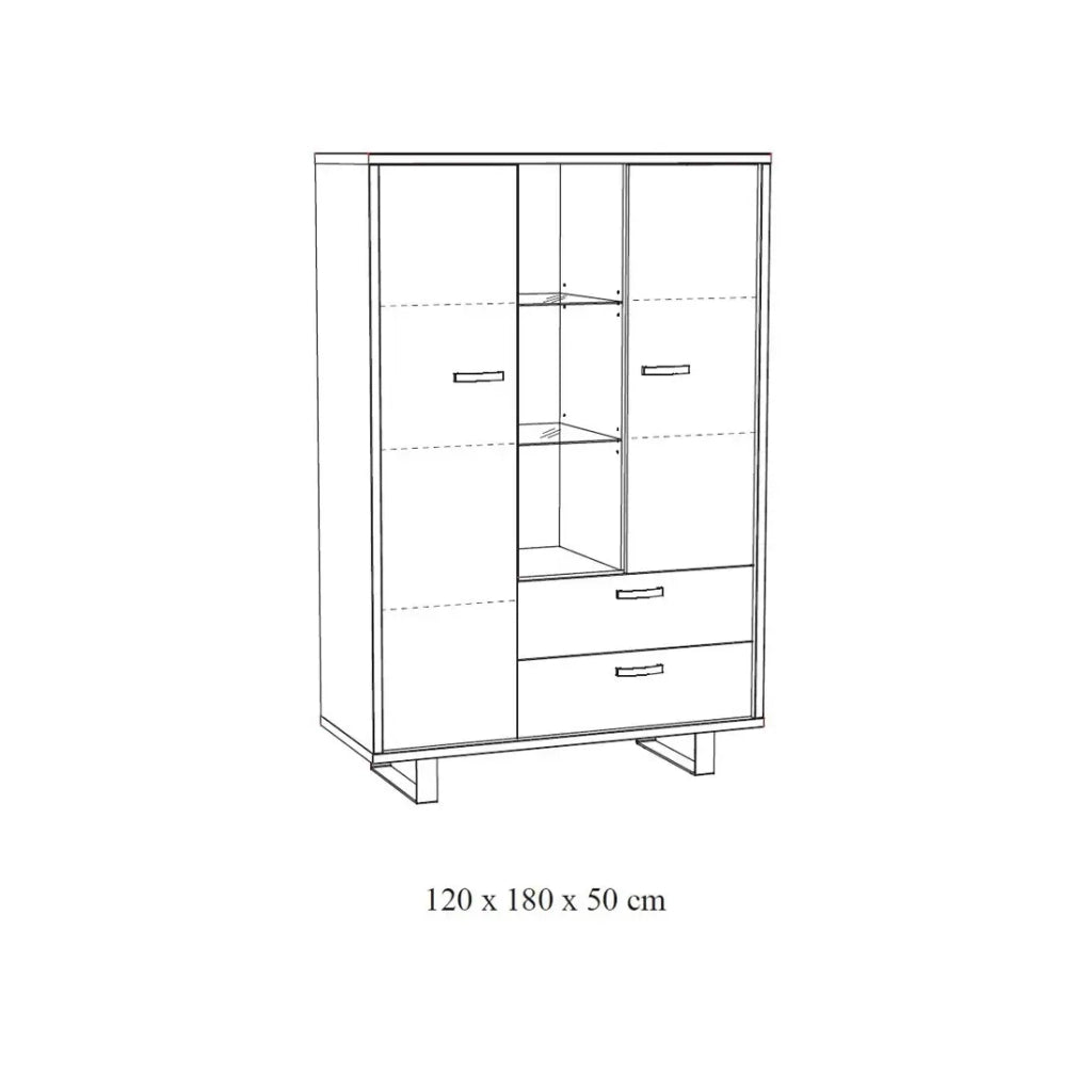 Mobile da Soggiorno XL NEWTON – 2 ante, 2 cassetti e 3 vani – Rovere dorato – L120 x H180 x P50 cm