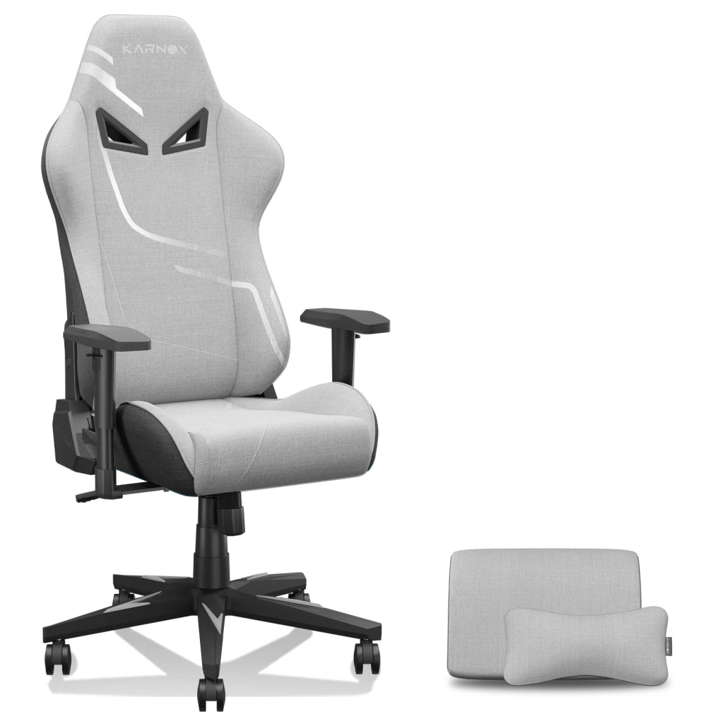 Sedia gaming ergonomica Karnox in tessuto grigio chiaro
