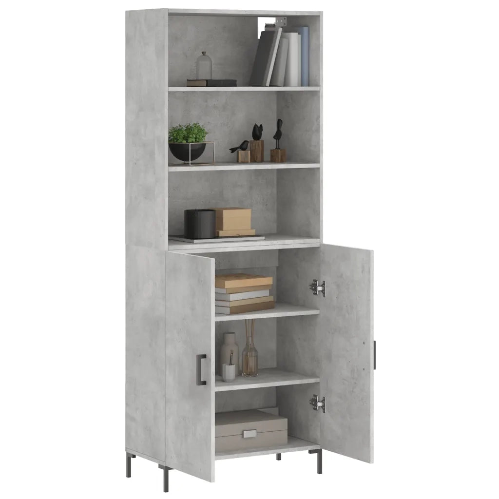 Credenza-Buffet-Armadio da cucina Grigio Cemento 69,5x34x180 cm in Legno Multistrato 609758