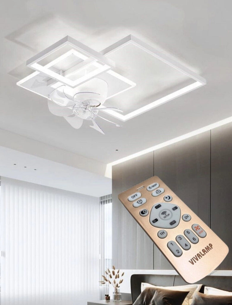 Plafoniera moderna a led con ventilatore da soffitto cambia 3 luci dimmerabile con telecomando