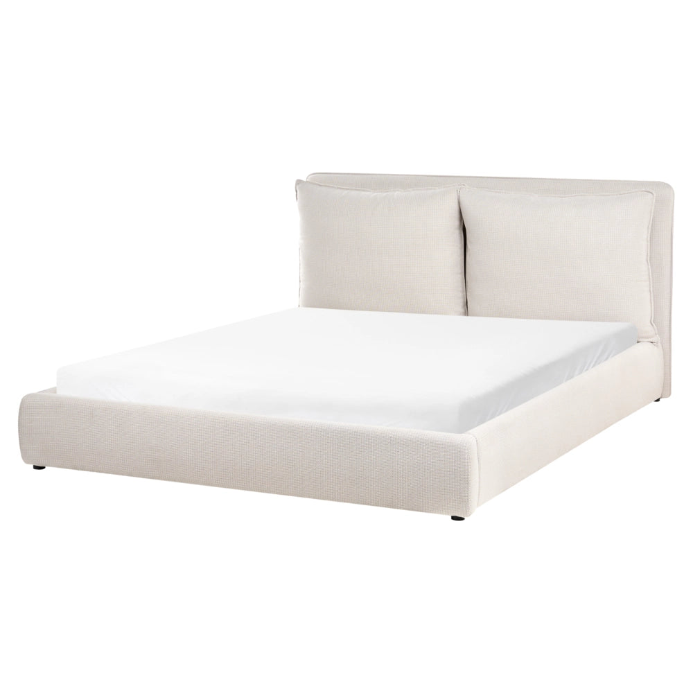 Letto matrimoniale ad acqua tessuto beige 160 x 200 cm camera da letto moderna