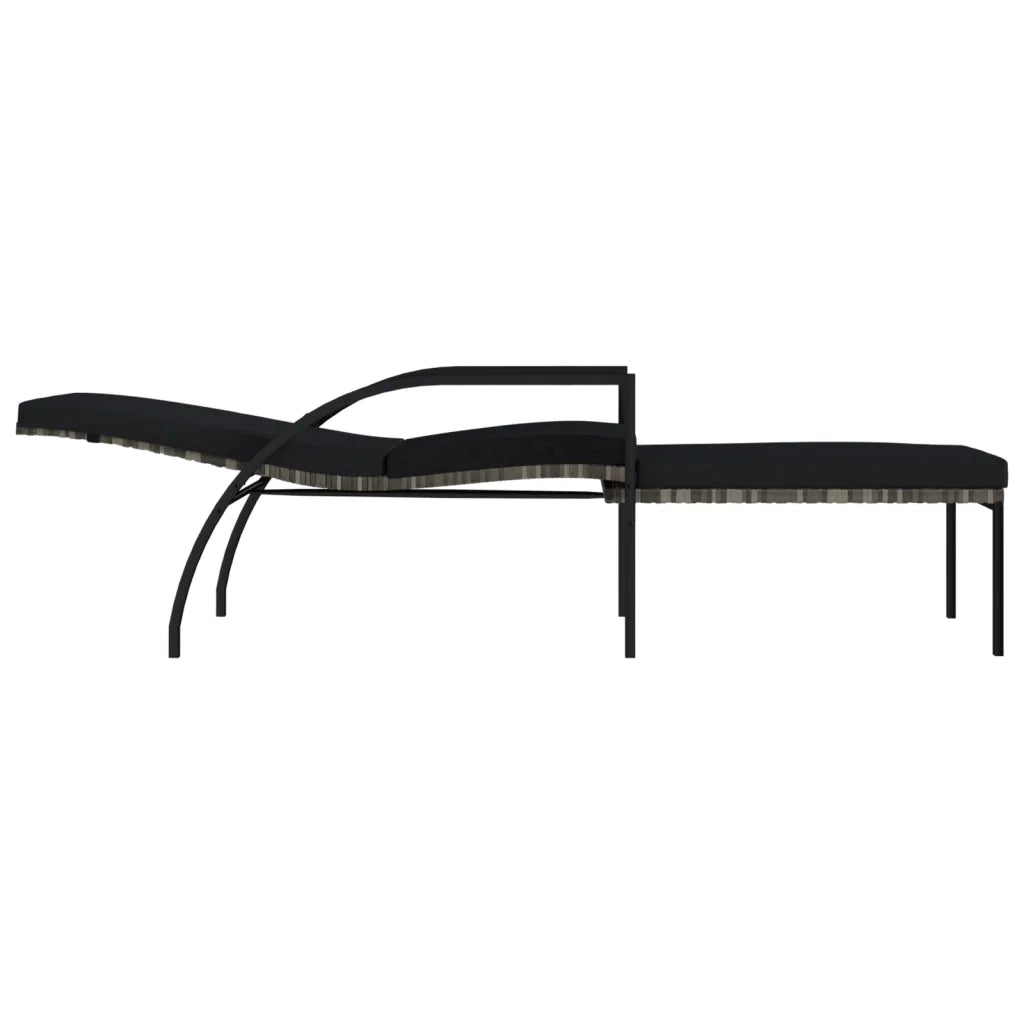 Lettini Prendisole 2 pz con Poggiapiedi in Rattan PE Grigio 317633