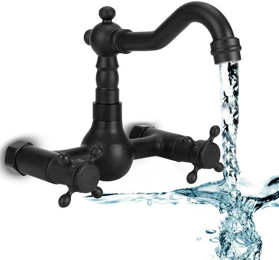 Acquasistema a Parete 360° di Rotazione - Rame - Doccia - Rubinetto Bagno - Moderno - Unico Collegamento - 13.5-16.5cm Distanza di Montaggio - Rubinetto Cucina