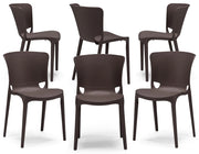 Set 6 sedie in polipropilene JUMBO, 100% MADE IN ITALY, impilabile, resistente ai raggi UV, design moderno, ideale per sala da pranzo, cucina, sala d’attesa, bar, ristoranti o giardino, colore Marrone
