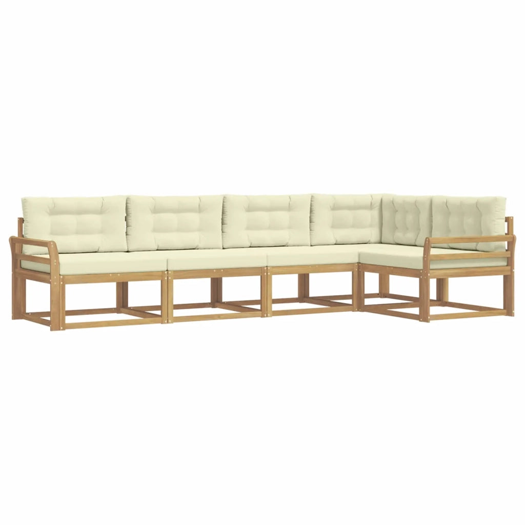 Set di divani da esterno 4 pcs Bianco e Crema Poliestere