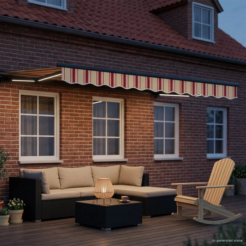 Cornice per Tenda Manuale con LED-Telaio per tendalino manuale 3 x 2,5 m 478650