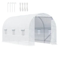 Serra da Giardino a Tunnel 4.5x2x2m con Copertura in PE e Tubi in Metallo, Bianco