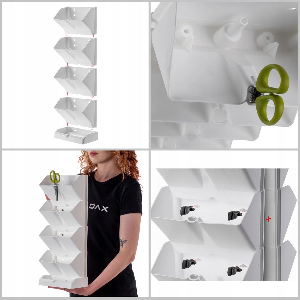 KADAX Vaso da fiori verticale a cascata a 4 moduli con supporto