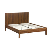 Letto con rete a doghe e testiera 140x190cm decorazione legno, noce