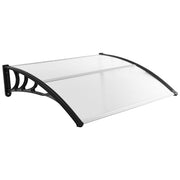 Tettoia per porta finestra da 122 x 99 cm in policarbonato a pannelli cavi, Tettoia da esterno per protezione da sole Nero-Tende parasole