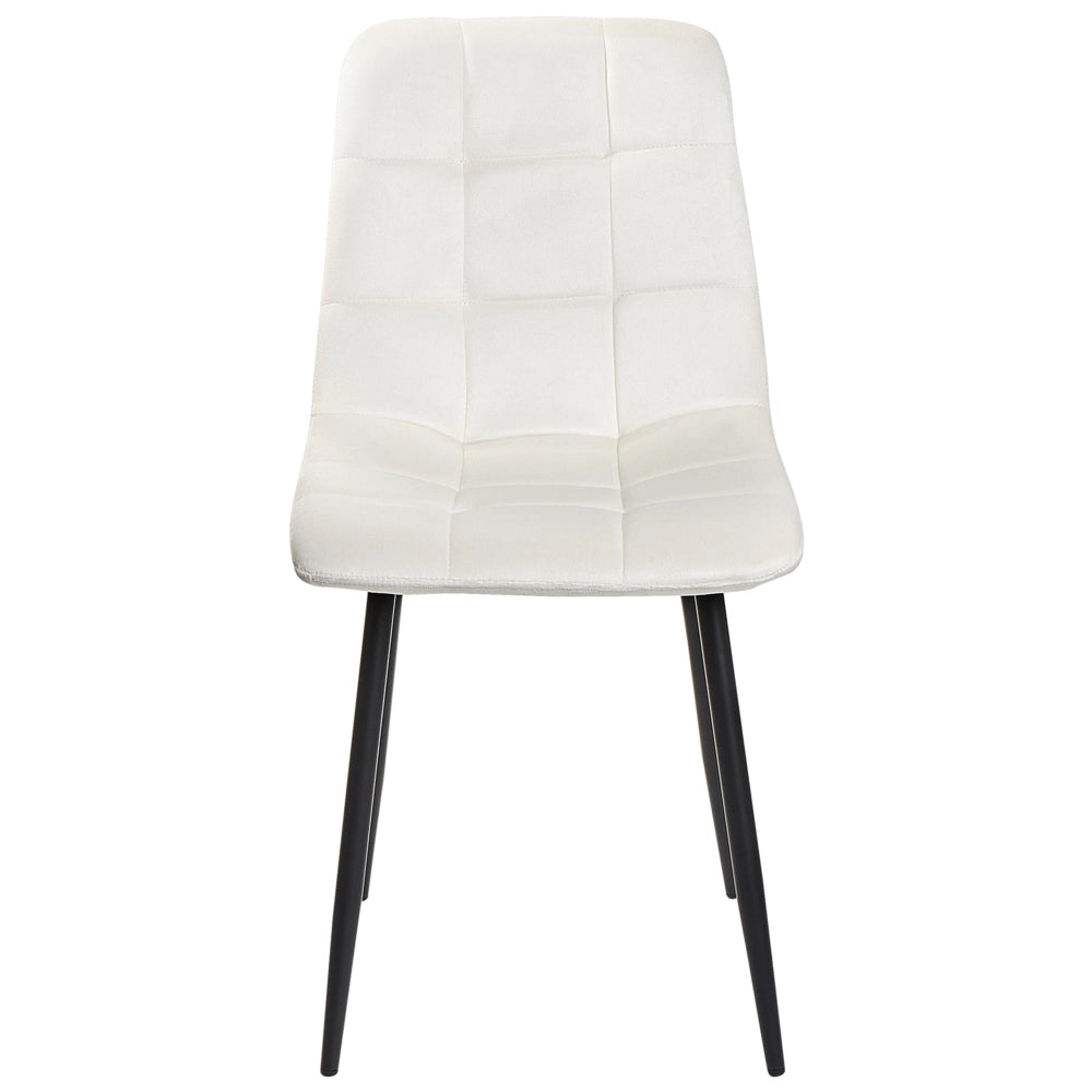 Set di 4 sedie da pranzo in velluto grigio bianco sporco gambe in ferro stile moderno