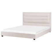 Letto matrimoniale ad acqua in velluto beige chiaro 180 x 200 cm testata imbottita stile moderno